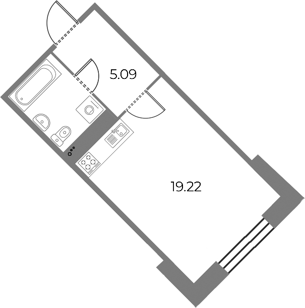 Квартира студия 28.98 м², 2/13 эт., ЖК «Огни Залива»